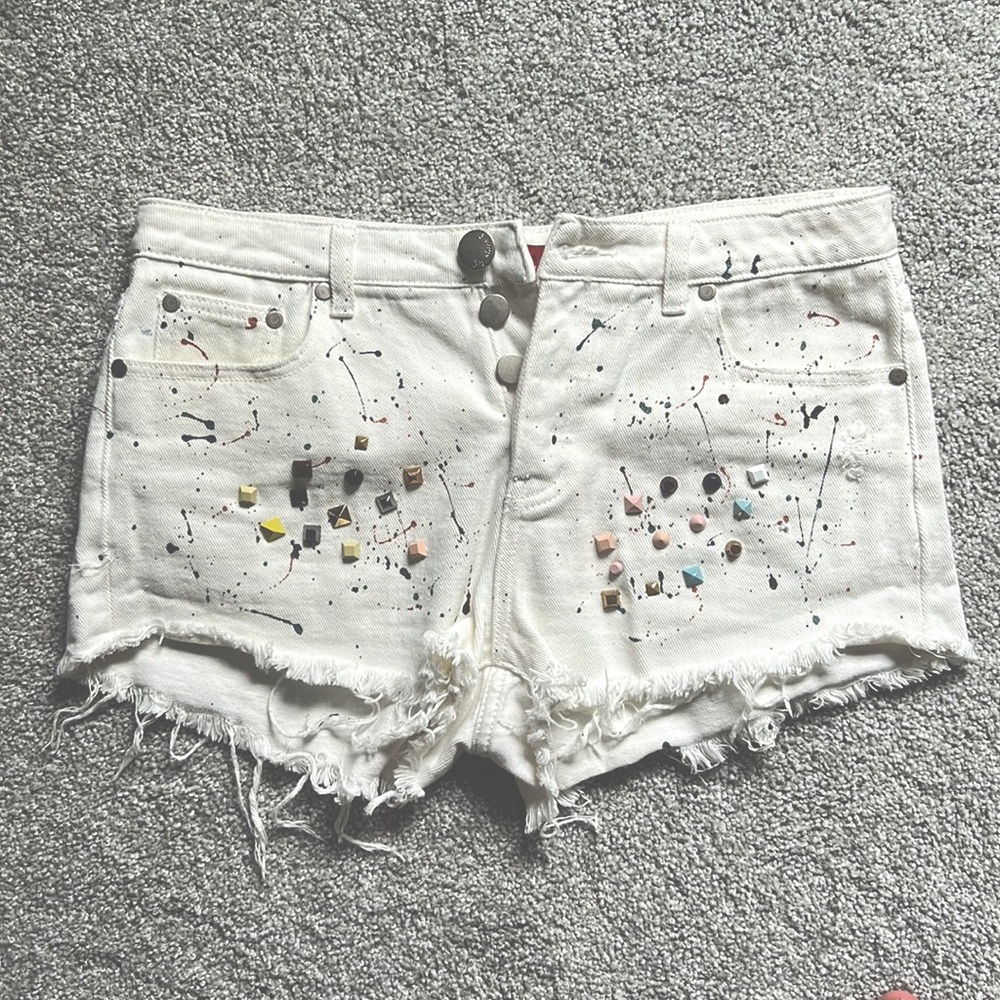Denim Studded Cut Off Shorts